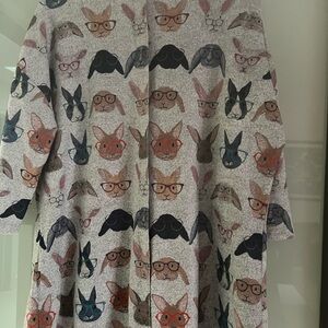 SHANA Gray Bunny Knit Top